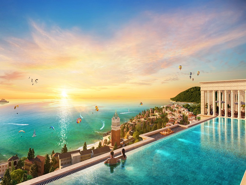 Bể bơi tràn bờ tại Hillside Residence