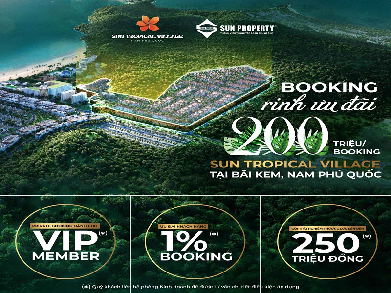 booking biệt thự nhiệt đới bãi Kem